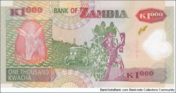 Banknote from Zambia year 2008