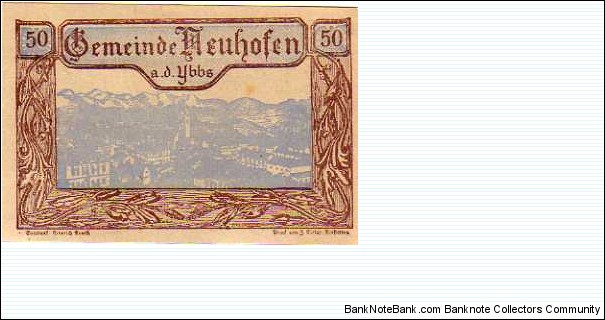 *NOTGELD*__50 Heller__pk# NL__30.12.1920__Neuhofen  Banknote