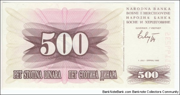 Banknote from Bosnia year 1992