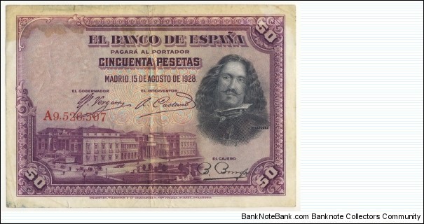 50 Pesetas (interbellum period 1928) Banknote