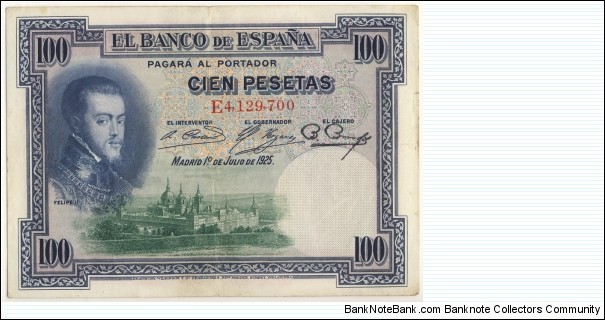 100 Pesetas (interbellum period 1925) Banknote