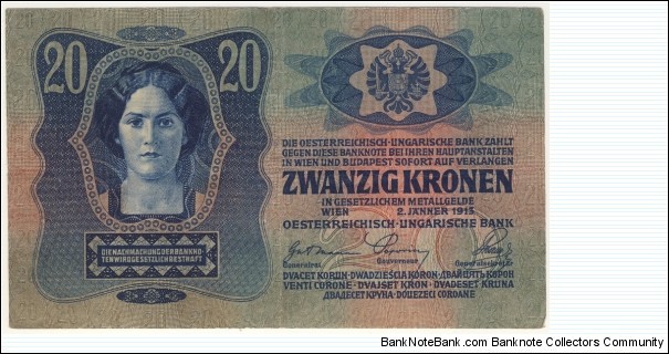 20 Kronen/Korona- Austro/Hungarian Empire Banknote