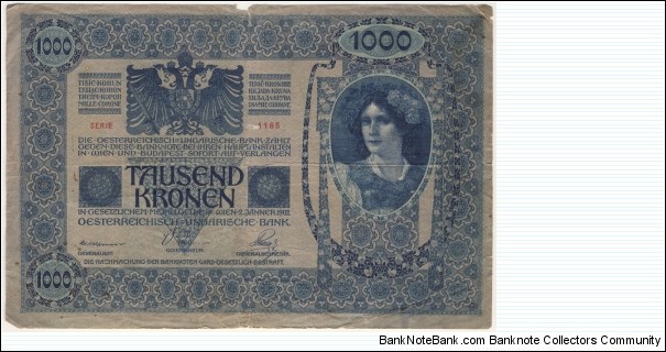 1000 Kronen/Korona- Austro/Hungarian Empire Banknote