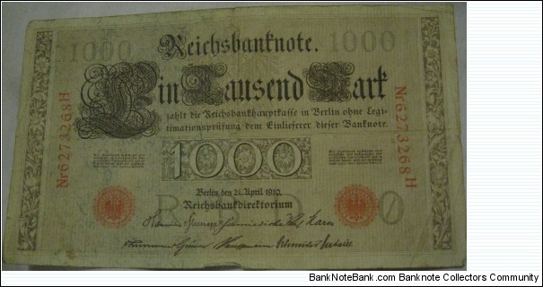 Banknote from Germany year 1910