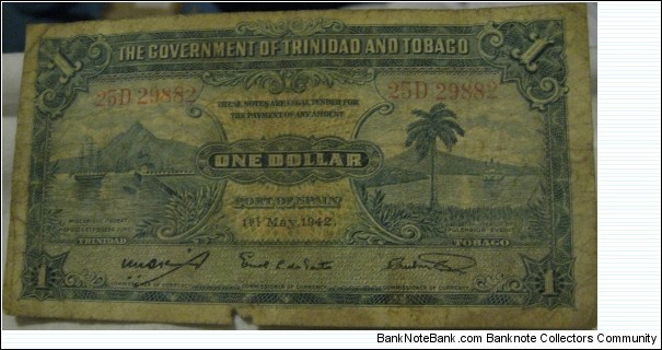 Banknote from Trinidad and Tobago year 1942