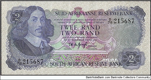 South Africa N.D. 2 Rand.

Afrikaans on Top type. Banknote