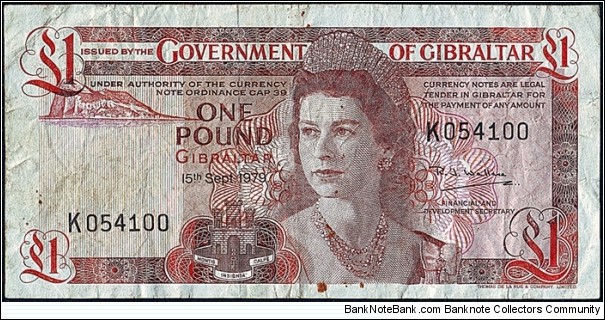 Gibraltar 1979 1 Pound. Banknote