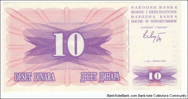 Banknote from Bosnia year 1992