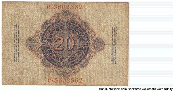 Banknote from Germany year 1908