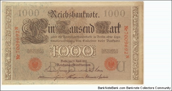 1000 Mark(German Empire 1910) Banknote