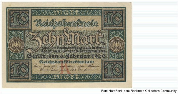 10 Mark(Weimar Republic 1920) Banknote