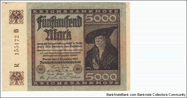 5000 Mark(Weimar Republic 1922) Banknote