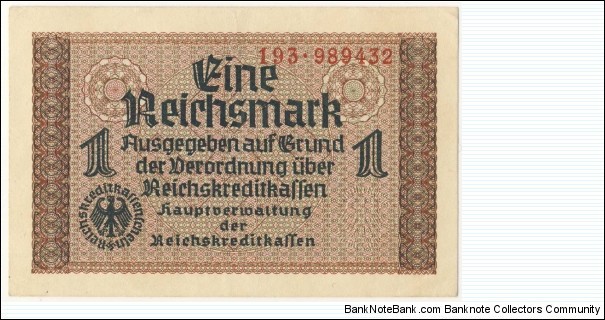 1 Reichsmark/german occupied territory(Third Reich 1939-1945) Banknote