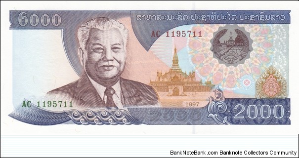 Laos P33a (2000 kip 1997) Banknote