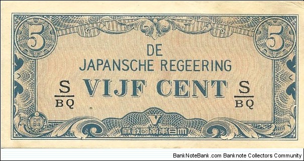 5 VIJF Cent #S-BQ Banknote