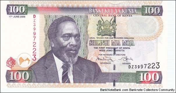 Kenya P42f (100 shillings 17/6-2009) Banknote