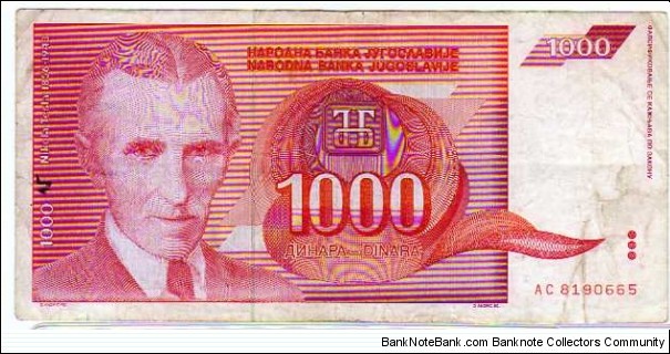 1000 Dinara__pk# 114 Banknote