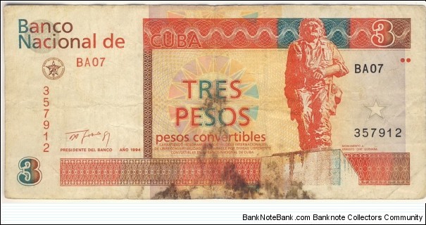 3 Pesos(convertibles) Banknote