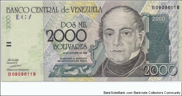 2000 Bolivares Banknote