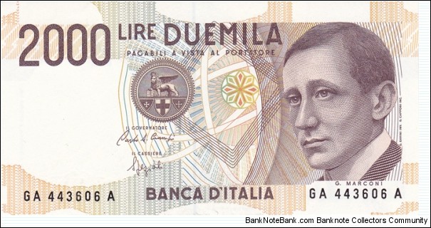 Italy P115 (2000 lire 1990) Banknote