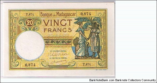 Banknote from Madagascar year 1937