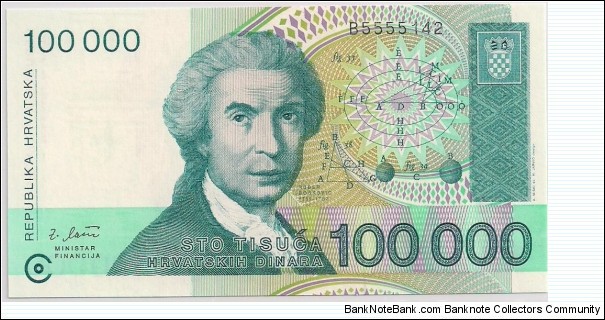 100,000 Dinaraa Banknote