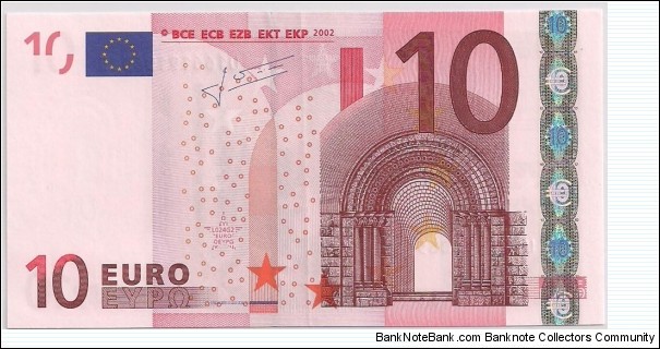 10 Euro, Serial U (France) European Union Banknote