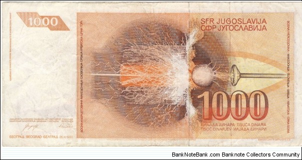 Banknote from Yugoslavia year 1990