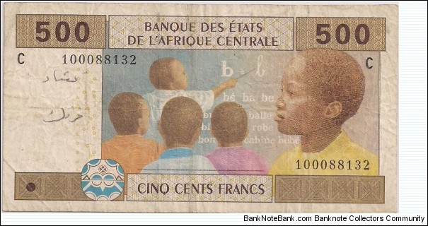 500 Franc ,
Central African CFA franc serial C: Chad Banknote
