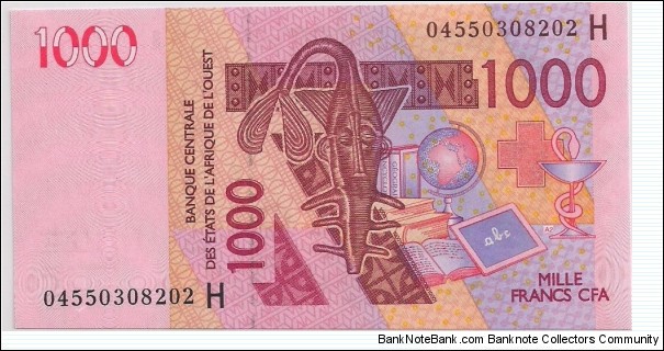 1000 Francs , The Central Bank of West African States is a central bank serving the eight west African countries (BCEAO) Serial H Niger   Banknote