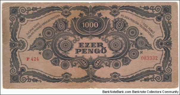 Banknote from Hungary year 1945