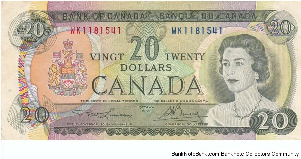 Canada P89b (20 dollars 1969) Banknote