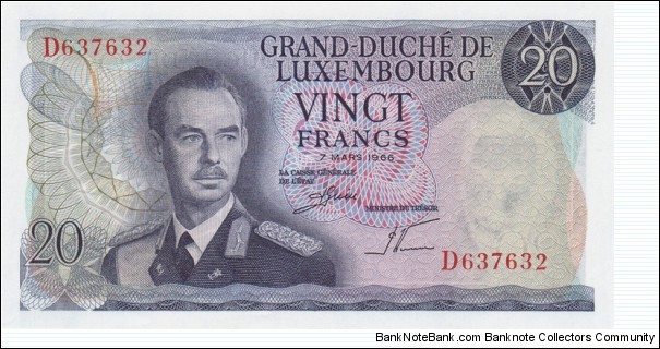 Luxembourg P54 (20 francs 1966) Banknote