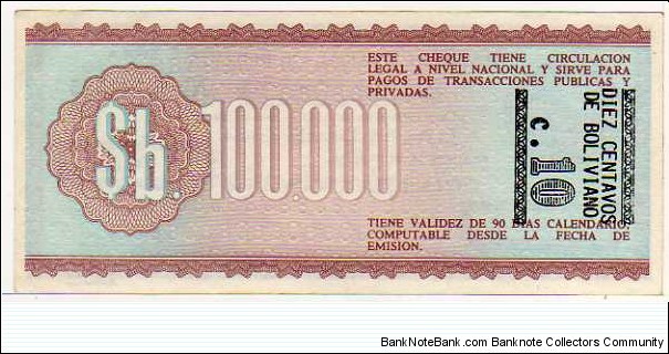 Banknote from Bolivia year 1987