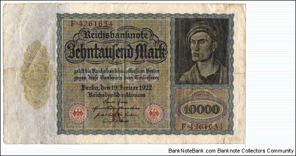 10'000 Mark__pk# 70__(K)__19.01.1922 Banknote