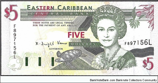 St. Lucia N.D. 5 Dollars. Banknote