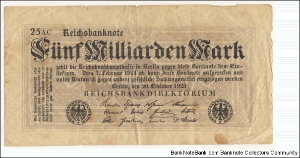 5.000.000.000 Mark(Weimar Republic 1924) Banknote