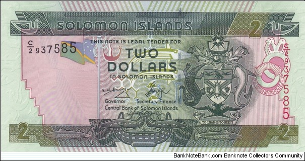 Solomon Islands P25 (2 dollars ND 2004) Banknote