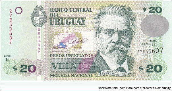 Uruguay P86 (20 pesos uruguayos 2008) Banknote