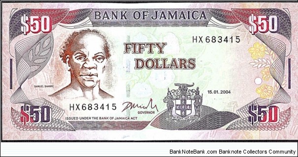 Jamaica 2004 50 Dollars. Banknote