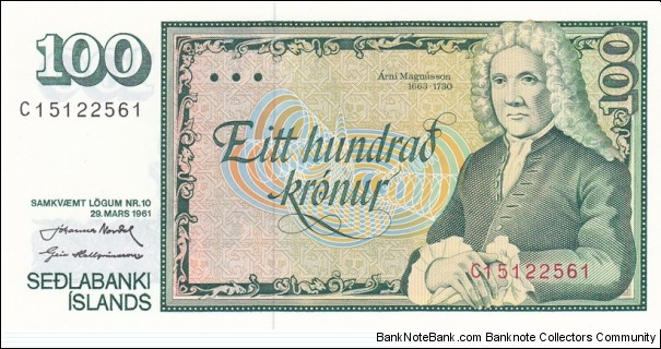 Iceland P50a (100 kronur 1981) Banknote