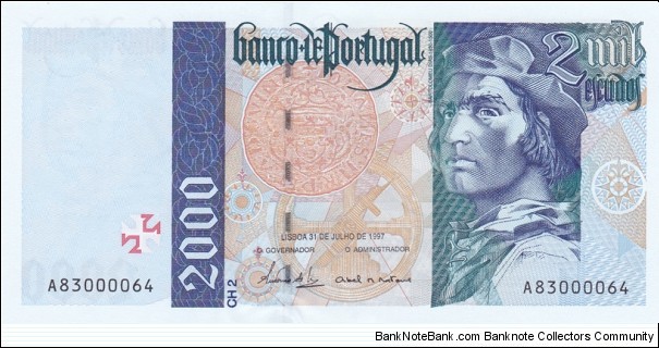 Portugal P189c (2000 escudos 31/7-1997) Banknote