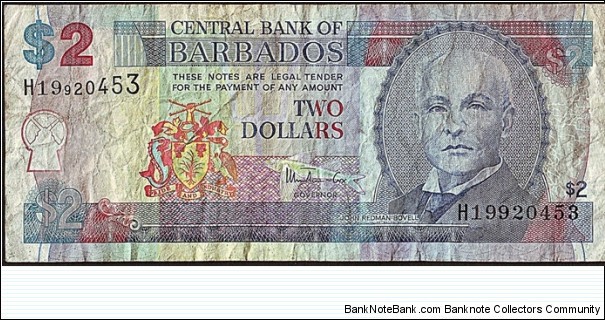 Barbados N.D. 2 Dollars. Banknote