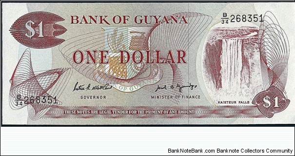 Guyana N.D. 1 Dollar. Banknote