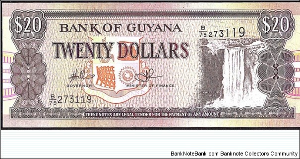 Guyana N.D. 20 Dollars. Banknote