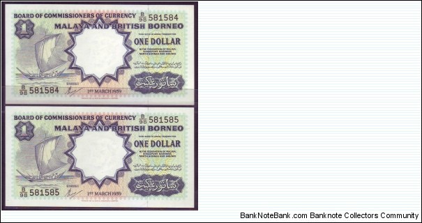 1 DOLLAR running pair Banknote
