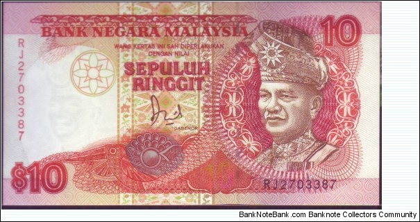 10 ringgit SIGN BY JAAFAR HUSSIEN
PRINTER : THOMAS DE LA RUE Banknote