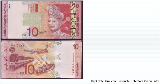 REPLACEMENT RM10. PREFIX ZB. WITH SILVER TREAD. SIGNED BY ZETTI AZIZ Banknote