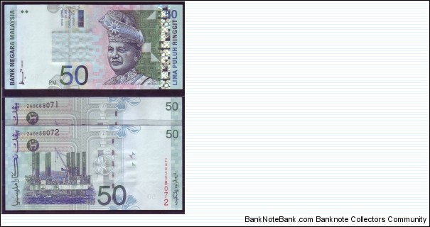 RUNNING PAIR REPLACEMENT RM50. PREFIX ZA. SIGNED BY AHMAD DON AT THE CORNER SIDE Banknote