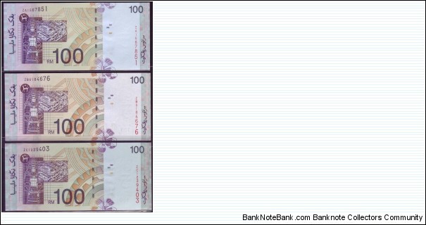 REPLACEMENT RM100. PREFIX ZA.ZB.ZC SINGED BY ZETI AZIZ Banknote